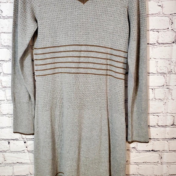 PrAna Mariette Gray Brown Organic Cotton Knit Hooded Sweater Dress Size S - Picture 3 of 13